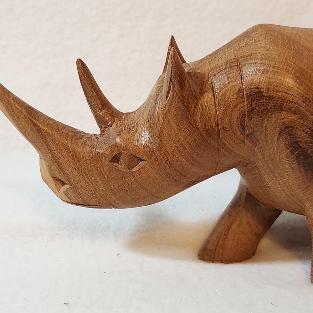 Hand‎ Carved Rinoceros Teak Wood - Picture 3 of 12